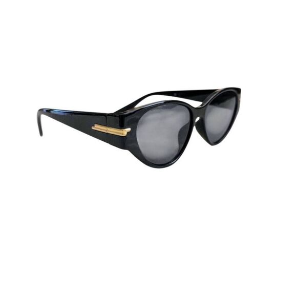 Sean John Solid Black Gold Cat-Eye Sunglasses NYC Club Style w NEW Leather Case - Picture 4 of 16